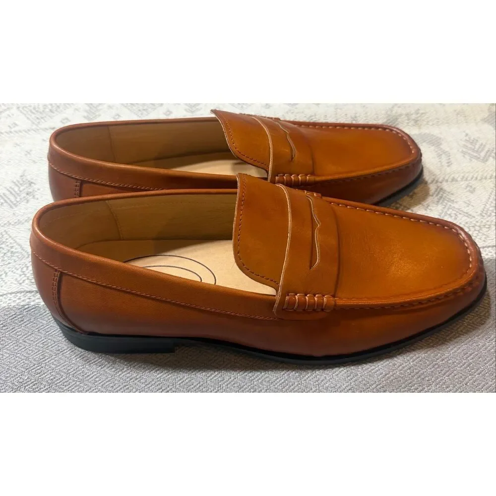 Journey West Mens Genuine Leather Dress Shoes Slip on Penny Loafers for Men 7.5
